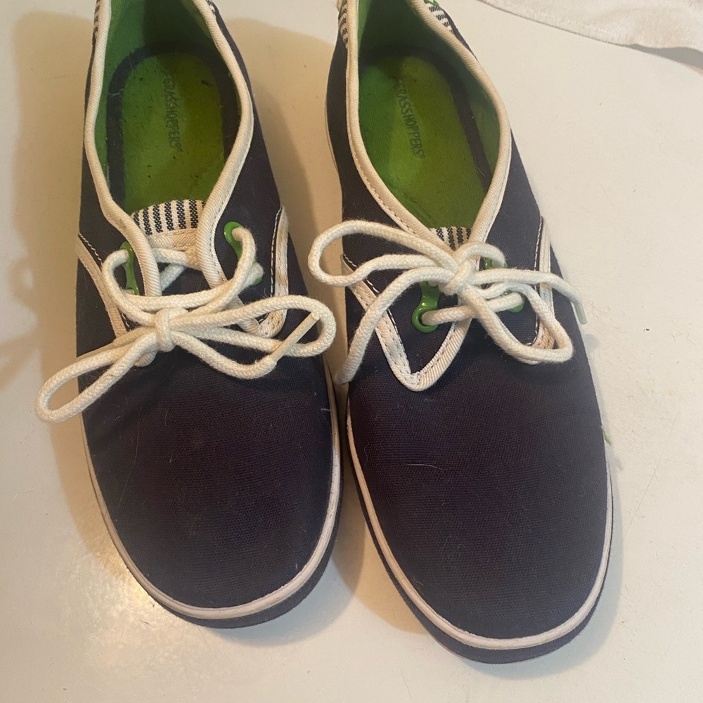 Grasshoppers Navy Sneakers with White and Green Accents